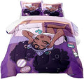 Black Girls Magic Comforter Sets, African American Soft Fluffy Comforter Duvet, Love Music Purple Girl Designs Full Size Afro Pretty Girls Comforter Set for Teens Kids Princess Cute Room Decor by Kodhyvj