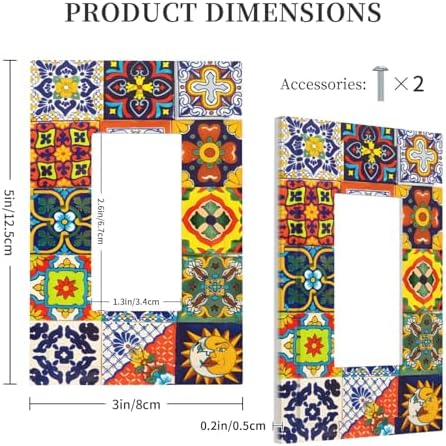 Decorative Outlet Covers Vintage Traditional Colorful Mexican Talavera Tiles Style 1 Gang Rocker Light Switch Covers Single Gfci Wall Plate Electrical Receptacle Switchplate Plug Faceplate - Image 5