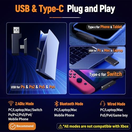 Ozeino Wireless Gaming Headset for PS5, PC, Switch| Lossless Audio-40H Batt - Image 5