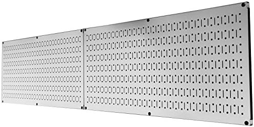 Wall Control Pegboard Rack Garage Storage Galvanized Steel Horizontal Peg Board Pack - Two 32-Inch x 16-Inch Shiny Metallic Metal WallBoard Tool Organization Panels - Image 3