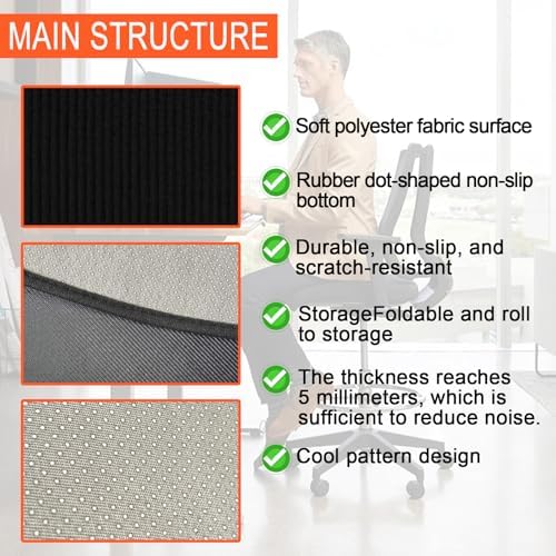 Office Chair Mat for Hardwood Floors, 35" x 47" for Hardwood and Tile Floors, Non-Slip Hard Floor Protector, Rolling Chair Mat, Computer Desk Chair mat, Home Office Carpet - Image 6
