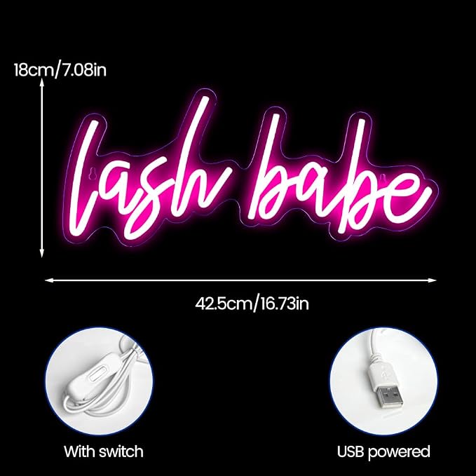 Lash Babe Neon Sign for Wall Decor, Beautiful Pink Lashes Baby Neon Sign for Lash Room Decor, LED Light Sign for Lash Salon, Beauty Room, Nails Hair Bar, Gift for Girls - Image 5