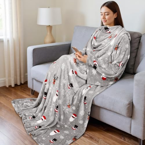 Catalonia Wearable Blanket with Sleeves for Women & Men, Fleece Wrap Throw - Image 3