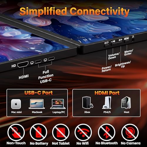 Upperizon Portable Monitor 16 inch 2K QHD 2560x1600 106% sRGB, 144Hz USB-C, 120Hz HDMI, HDR Travel Monitor for Laptop Mac PC Surface PS5 Xbox, External Display with Cover & Speakers, VESA Compatible - Image 7