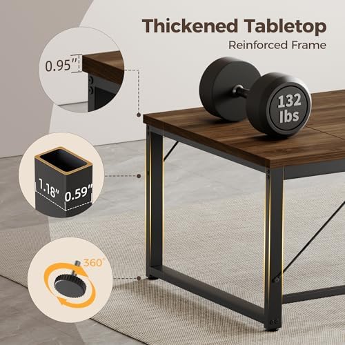 Mericonia 63x28 Inch Computer Desk, 1" Thick Heavy Duty Office Table - Image 4