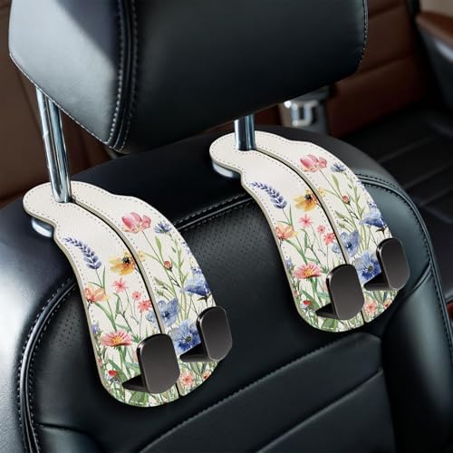 Blusabaca 2PCS Car Seat Headrest Hooks, Purses Bags Holder, Vibrant Floral by Blusabaca