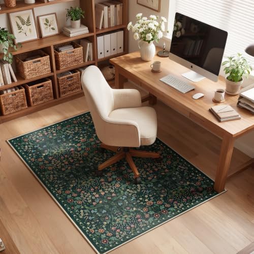 Anidaroel Floral Office Chair Mat for Hardwood Floor, 36"x48" Desk Chair Mat for Hard Floors, Under Desk Rug for Rolling Chair, Anti-Slip Computer Chair Mat, Low Pile Carpet Protector Mat by Anidaroel