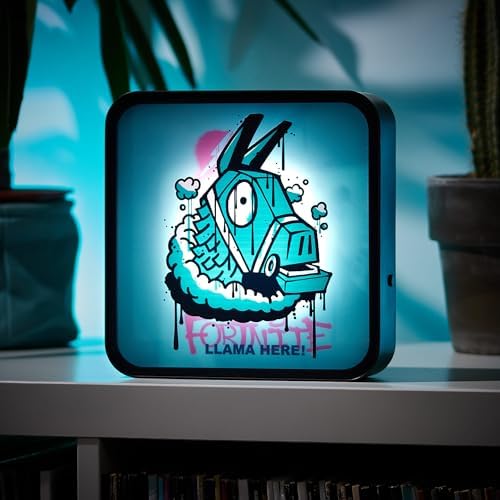 Numskull Fortnite Acrylic LED Light Box Lamp Official Llama LED Light, Desk or Wall-Mounted, USB or Battery Powered, 8.7" Tall, Blue and Pink - Image 2