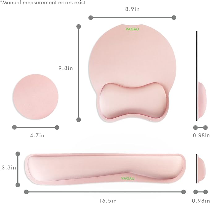 VAGAU Premium Keyboard Wrist Rest and Mouse Pad Wrist Support Pink | Ergonomic Memory Foam Set for Office, Laptop, Mac, Computer and Gaming,Comfortable Typing &Wrist Pain Relief - Image 7