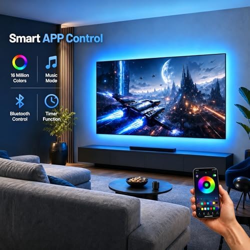 MORIACC LED Lights for TV 9.84ft, TV LED Backlight for 32-43 Inch TV, RGB LED Strip Lights with Music Sync, Bluetooth APP and Remote Control, USB Powered Strip Lights for Bedroom Gaming Home Decor - Image 5