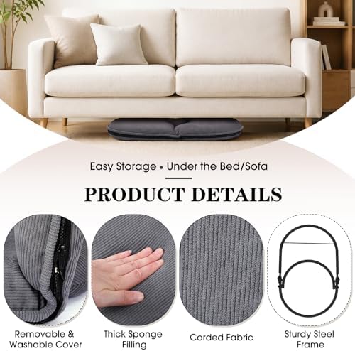 Xuhal Floor Chair with Back Support Adjustable 5 Foldable Position Floor Seat Thick Padded Tatami Seat Flexible Bleacher Recliner for Living Room Beach Bedroom Adults Meditation Reading Gaming (Grey) - Image 6