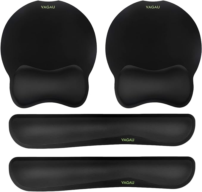 VAGAU Premium Keyboard Wrist Rest and Mouse Pad Wrist Support for 2 Pack | Ergonomic Memory Foam Set for Office, Laptop, Mac, Computer and Gaming, Comfortable Typing &Wrist Pain Relief by VAGAU
