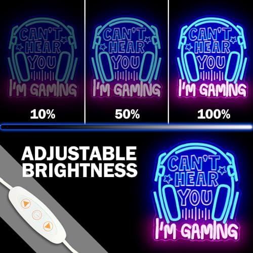 Gaming Headset Neon Sign, Acrylic Video Game Headphones Led Light Sign, Dimmable, Wall Mount, Decorative use, 0.66 pounds, Battery Powered - Image 4