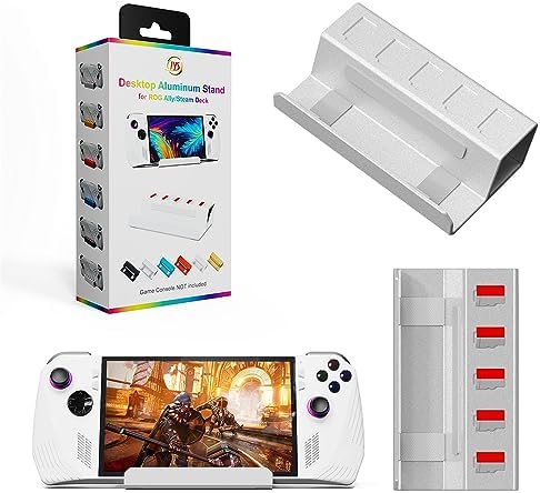 Desktop Bracket Holder for Rog Ally for Steam Deck Aluminum Alloy Stand Base Game Console Stand Playstand Mount with 5 Card Storage Slot Design (Silver) by Unknown