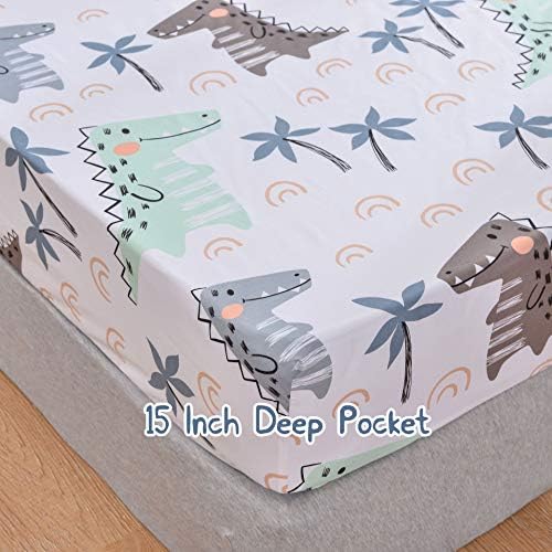 JSD Dinosaur Kids Sheet Set Twin Size, 3 Piece Palm Tree Printed Microfiber Bed Sheets Deep Pocket - Image 3
