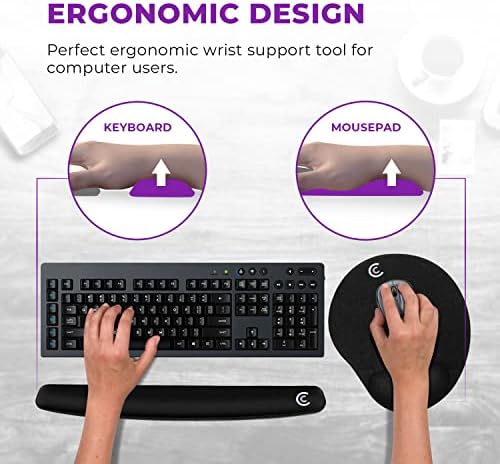4pc Premium Wrist Rests for Keyboard and Mouse Pad Set - Memory Foam Cushion, Black - Ergonomic Wrists Hand Arm Rest Support for Laptop Computer Desk and Gaming - Carpal Tunnel Syndrome Relief - Image 2