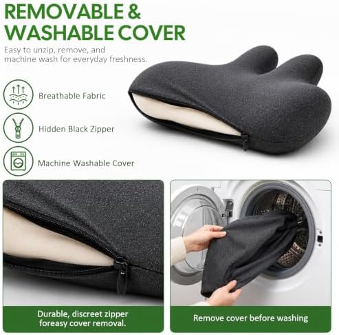 Slim Lumbar Support Pillow for Car Seat and Office Chair | Slim dual-wing memory foam back cushion with adjustable strap and washable cover for office chairs, gaming chairs and cars - Image 4