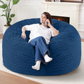 5FT Bean Bag Chair,Giant Bean Bag Chairs for Adults,Big Bean Bags with Memory Foam Filled, Large Beanbag Chairs with Chevron Plush Cover-Blue by HABUTWAYMakeYourLifeComfortable