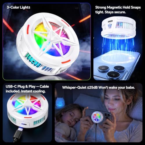 Basic iPhone Cooler,Magnetic/Clip-on Phone Cooler for Gaming,Phone Fan - Image 5