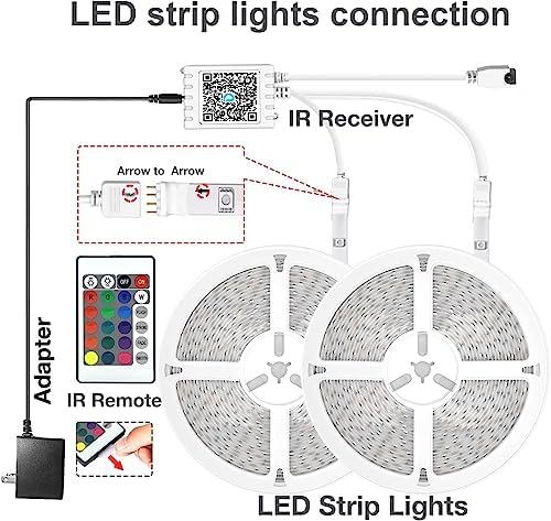DAYBETTER LED Strip Lights 400ft (4 Rolls of 100ft), Color Changing Lights Strip for Bedroom, Desk, Indoor, Room Bedroom, Girl Boy Brithday Gifts RGB Decor with Remote and 24V Power Supply - Image 6