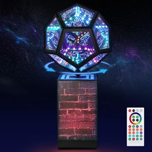 Rotatable Infinity Dodecahedron Mirror Light, RGBW Abyss Lamp by mimemaia