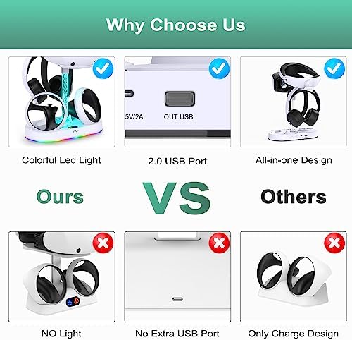 FASTSNAIL RGB Charging Stand & Storage Station for PS VR2 - Light White - Image 6