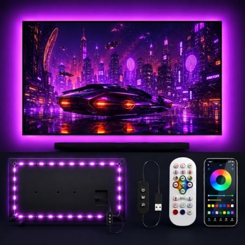 MORIACC 19.68ft LED Lights for TV, RGB TV LED Backlight for 55-85 Inch TVs, Music Sync Strip Lights Behind TV, APP & Remote Control, USB Powered for Bedroom Gaming Home Theater by MORIACC