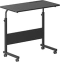 DlandHome 31.5 Inches Rolling Desk with Wheels Adjustable Height, Black by DlandHome