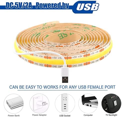 dephen 5V USB LED Light Strip 4.9ft, Warm White Under Cabinet Lighting - Image 2