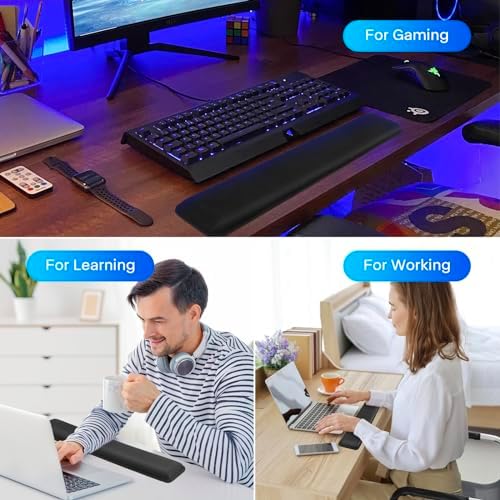 Yolanda Keyboard Wrist Rest/Pad - Cooling Gel - Stitched Edges - Keyboard Accessory,Ergonomic,Black - Image 6