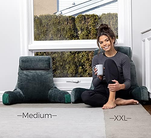 Husband Pillow XXL The Original for Adults - 30" Tall Backrest for Sitting Up in Bed - Firm Support Reading & Bed Rest Pillows for Adults, Neck Roll, Removable Cover - TV - Dark Green - Image 6