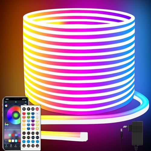 segrass 132FT Led Neon Rope Lights Control with App/Remote,Flexible Led Rope Lights,Multiple Modes,IP65 Outdoor RGB Neon Lights Waterproof,Music Sync Gaming Led Neon Strip Lights for Bedroom Décor by segrass
