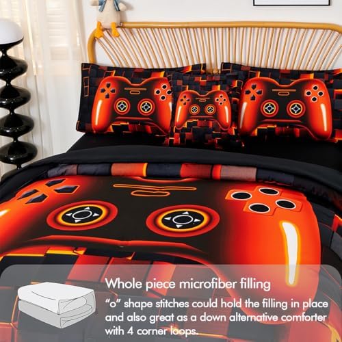PERFEMET 6 Piece Orange Gaming Bedding Twin Game Console Boys Comforter Set - Image 6