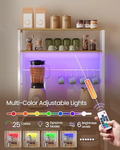 VASAGLE Coffee Bar with LED Lights, 31.5 Inches Bakers Rack - Image 4
