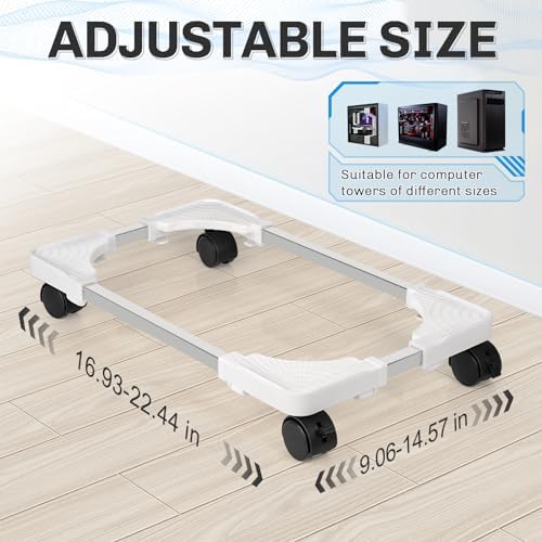 Liitrton Mobile CPU Stand Adjustable PC Stand Fits Most PC Towers, White - Image 2