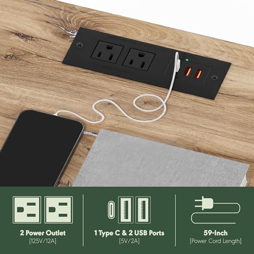 Furinno Andrey USB and Type-C Port Charging Station End Table with Storage Bin, 15.55 (W) x 12.56 (H) x 8.5 (D) inches, Flagstaff Oak/Black - Image 4