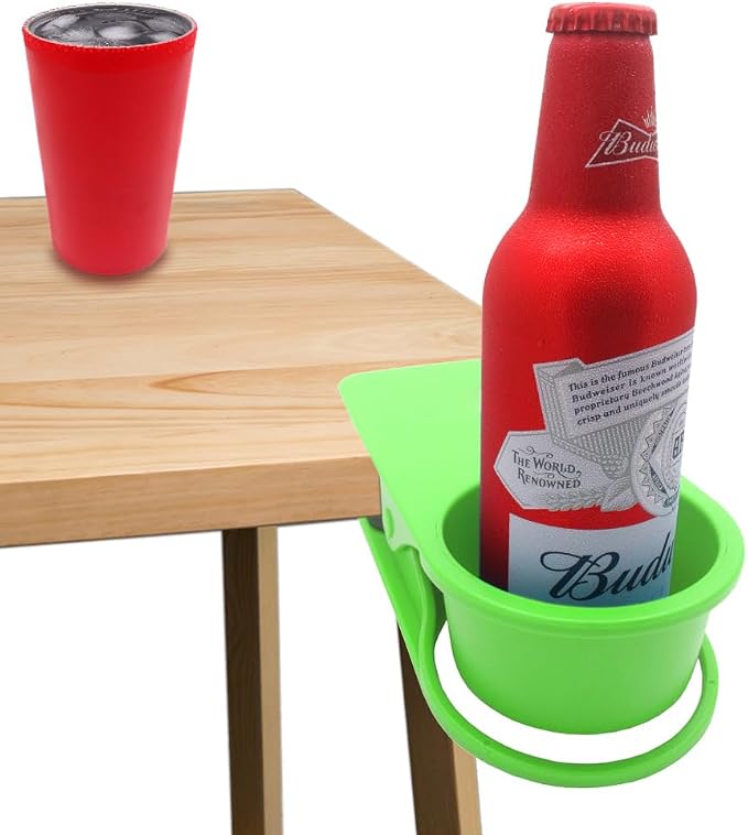 YOY Drink Cup Holder Clip - Table Desk Side Water Glass Beer Bottle Beverage Soda Coffee Mug Holder Cup Saucer Clip Design for Home Office, Green - Image 5
