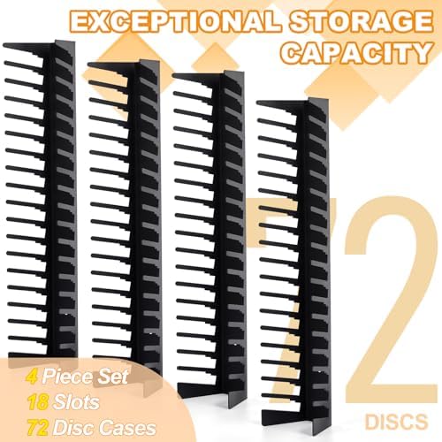 4 Pack Video Game Case Storage Wall Mount - Holds Up to 72 Disc Boxes,Metal Wall Mounted Game Case Holder for PS,DVD,Xbox Game Organizer - Image 4