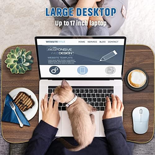 Fayquaze Portable Foldable Laptop Bed Desk with Storage Drawer and Cup Holder - Lap Desk Laptop Stand Tray Table for Eating, Reading and Working - Image 3