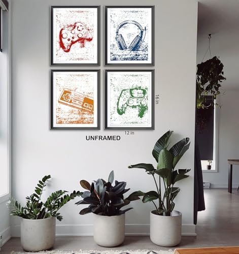 Retro Video Game Gaming Poster Prints for Home Boys Room Playroom Decor,Black And White Video Game Decorations Prints Wall Art Unframed 4pcs 12x16inches,Gift for Gamer Boys Gaming Love (12x16) - Image 3