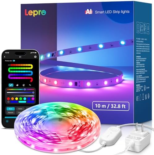 Lepro S1 AI Smart LED Strip Lights with IC 32.8FT 2.4G WiFi Bluetooth by Lepro
