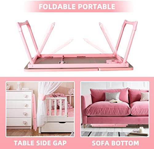 CloudTrip Laptop Desk for Bed or Couch, Lap Desk, Woking in Bed Desk, Home Office Desks, Breakfast Tray, Desk with Cup Holder, Watching Movies in Bed, Laptop Stand for Bed, Fordable Legs Desk (Pink) - Image 4