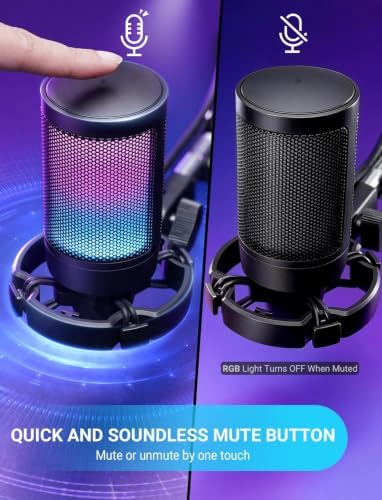 FIFINE AmpliGame A6V USB Gaming Microphone, Condenser RGB Mic for Streaming - Image 4