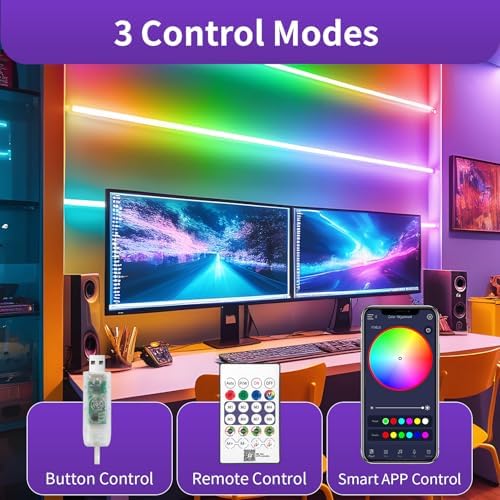 iNextStation 16.4FT Smart IC LED Strip Lights 5V USB RGB Neon Rope Lights - Image 4