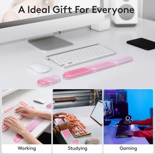 Gel Keyboard Wrist Rest Pad, Mouse Wrist Support with Non-Slip Base, Soft Arm Rest Keyboard Wrist Pad for Palm Rest Home Office Laptop, Pink Color Block - Image 6