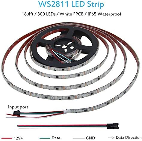 ALITOVE WS2811 12V RGB IC Addressable LED Strip Lights 16.4ft 300LEDs IP65 - Image 2