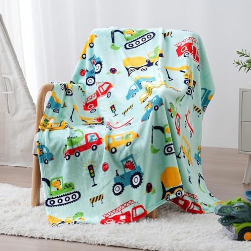 SOCHOW Cute Car Truck Fleece Throw Blanket for Boys, Mint 50 x 60 Inches by SOCHOW