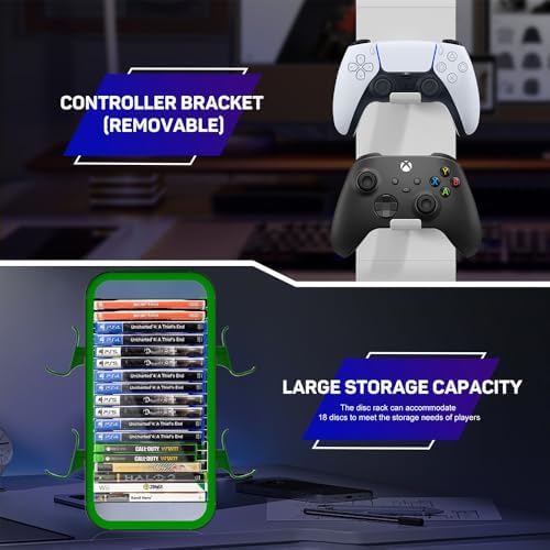 Game Storage Tower Compatible with PS5/ Xbox/Switch, Green - Image 6