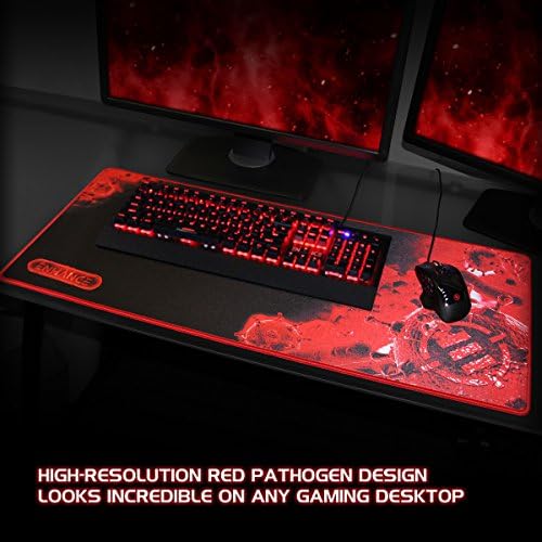 ENHANCE Extended Large Gaming Mouse Pad - XL Mouse Mat (31.5" x 13.75") Anti-Fray Stitching for Professional eSports with Low-Friction Tracking Surface and Non-Slip Backing - Red - Image 2