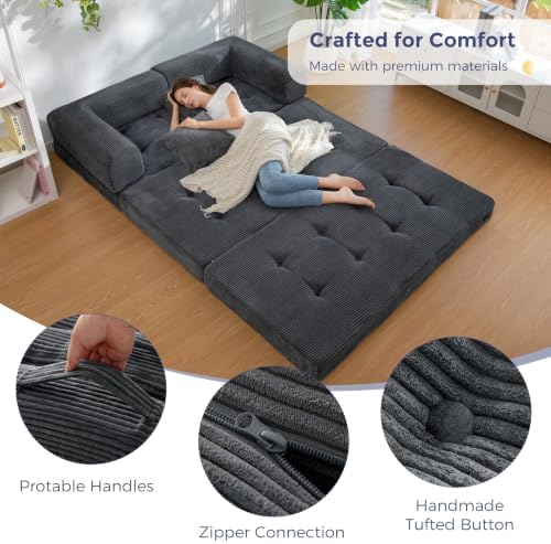MAXYOYO Convertible Sofa Bed, Floor Sofa Couch with L-Shaped Backrest - Image 6